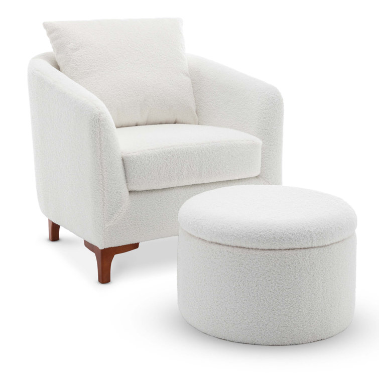 17 Stories Ogilvy Bouclé Chair with Footstool | Wayfair.co.uk